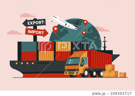 Global logistic distribution service illustration concept 109303717