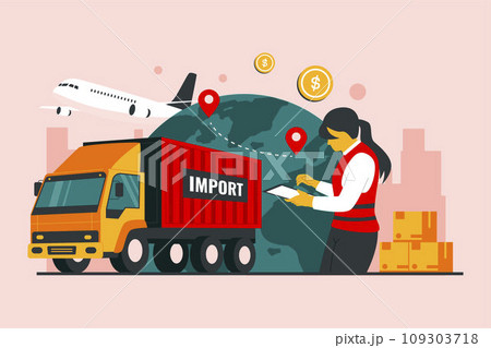 Global logistic distribution service illustration concept 109303718
