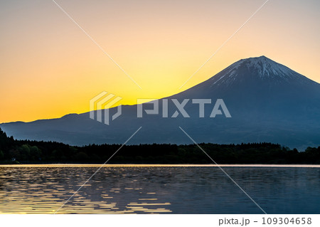 【静岡県】田貫湖から見る朝焼けの富士山 109304658