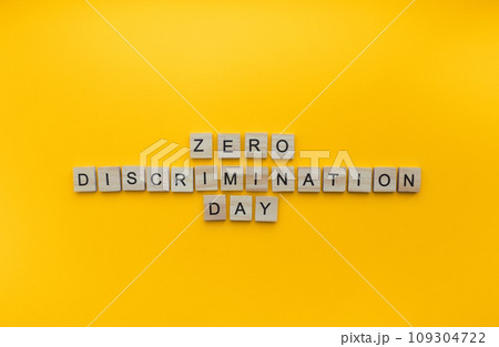 March 1, Zero Discrimination Day, a minimalistic banner with an inscription in wooden letters March 1, Zero Discrimination Day, a minimalistic banner with an inscription in wooden letters 109304722