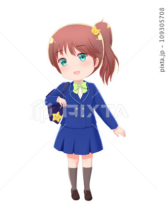 青いブレザーのサイドテールの女子高生のイラスト素材 青いブレザーのサイドテールの女子高生のイラスト素材 109305708