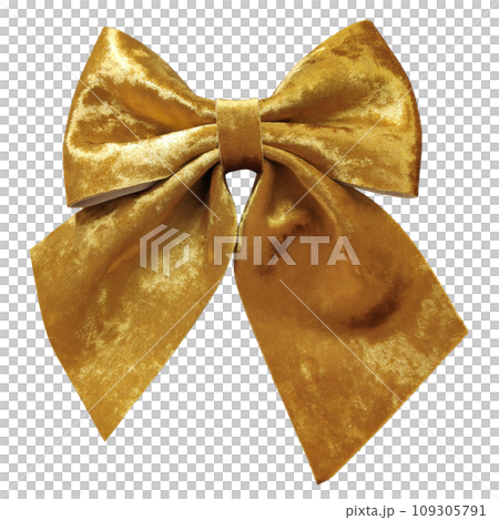 Golden gift bow on a white background 109305791