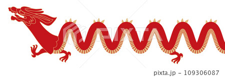 Red China Dragon symbol with zigzag body art design simple flat style Red China Dragon symbol with zigzag body art design simple flat style 109306087