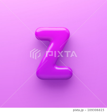 3D Purple letter Z with a glossy surface on a purple background . 109306815