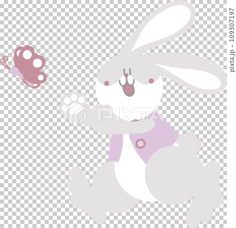 happy easter with bunny rabbit chasing...のイラスト素材 [109307197] - PIXTA