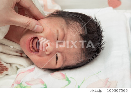 【新生児の赤ちゃん　泣く】 109307566
