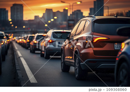 Car rush hours city street on the early morning 109308060