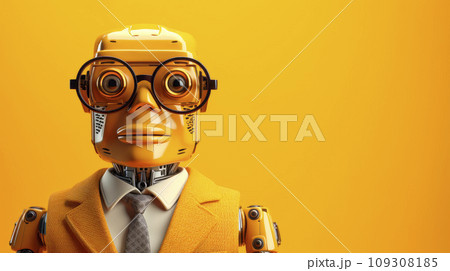 Robot teacher on the yellow background Robot teacher on the yellow background 109308185