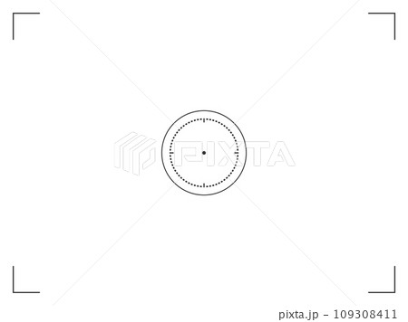 Video recording screen. Photo camera frame viewfinder. Round focusing vector target on white background. 109308411