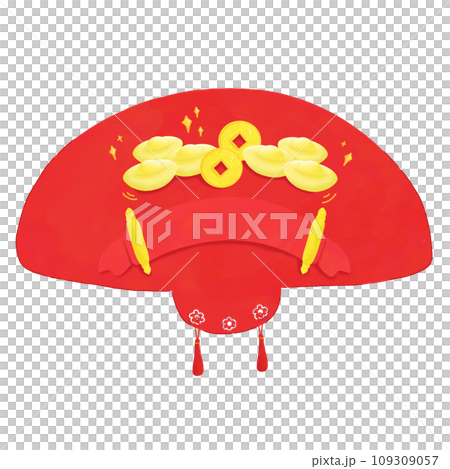 Cartton fan Chinese style, hand fan concept Chinese new year illustration 109309057
