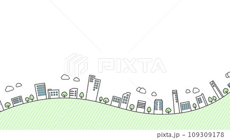 丘の上に並ぶビルの街並みのフレーム_16:9 丘の上に並ぶビルの街並みのフレーム_16:9 109309178