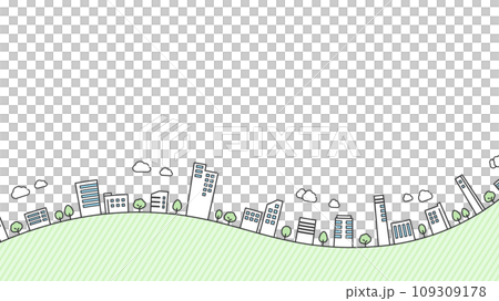 丘の上に並ぶビルの街並みのフレーム_16:9 丘の上に並ぶビルの街並みのフレーム_16:9 109309178