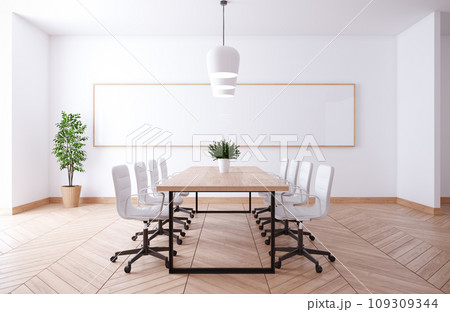 Modren white meeting room interior .3d render Modren white meeting room interior .3d render 109309344