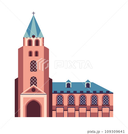 Saint Germain church Paris Flat Design Icon 109309641