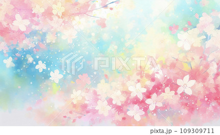 桜の水彩画　ふわふわ優しい手描き風イラスト　Generative AI 109309711