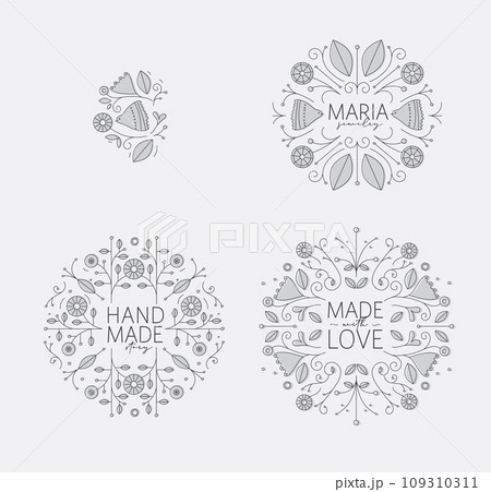 Ethnic floral labels grey Ethnic floral labels grey 109310311