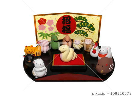 年賀素材 巳年 背景の屏風の枠を金色に変更 年賀素材 巳年 背景の屏風の枠を金色に変更 109310375