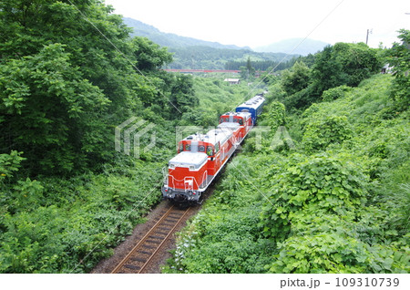 磐越西線 三川付近 SL試運転DE10重連 109310739