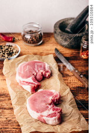 Two pork loin steaks 109310864