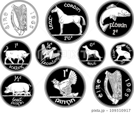 Set of Irish money Pre-decimal coin Penny Set of Irish money Pre-decimal coin Penny 109310917