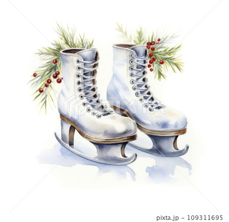 a christmas cards for an ice hockey team with skates a christmas cards for an ice hockey team with skates 109311695