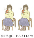 イラスト素材：秋服ファッションの女性4　全身　表情セット 109311876