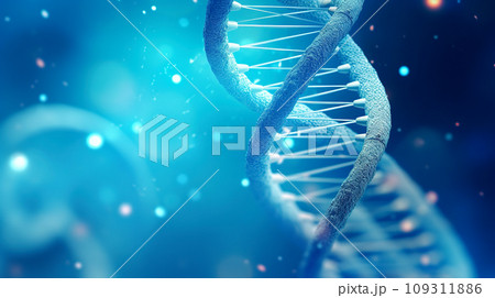 Digital illustration DNA structure in blue background. Digital illustration DNA structure in blue background. 109311886