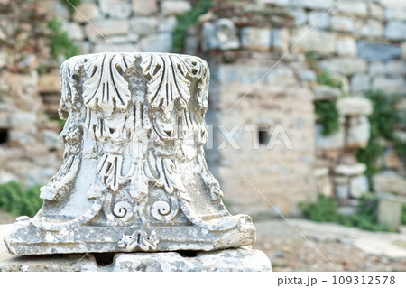Elements of ancient architecture and ruins of Ephesus, Izmir.  109312578