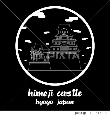 Circle Icon Himeji Castle.vector illustration 109313289
