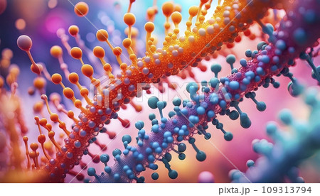 Protein structure or macromolecules consisting of a chain of amino acid residues - AI generated 109313794