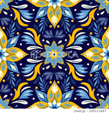 A vibrant symphony of bold vector Christmas floral motifs seamless pattern, fabric canvas, A vibrant symphony of bold vector Christmas floral motifs seamless pattern, fabric canvas, 109313867