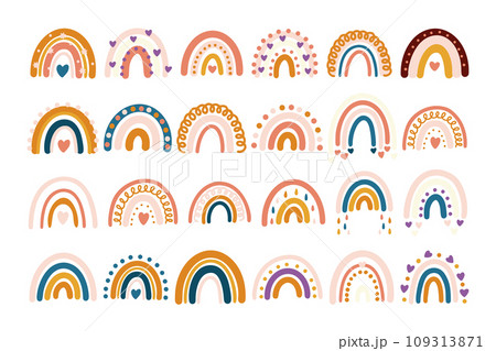 Vector Cute Raibow Big set Nursery baby print symbol collection pastel colors 109313871