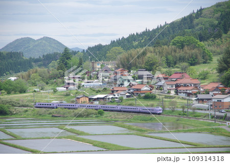 特急やくも号381系(スーパーやくも色) 伯備線 上石見付近 水田 特急やくも号381系(スーパーやくも色) 伯備線 上石見付近 水田 109314318