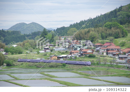 特急やくも号381系（スーパーやくも色） 伯備線 上石見付近 水田 109314322