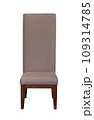 front view of wooden chair with fabric seat isolated with clipping path 109314785