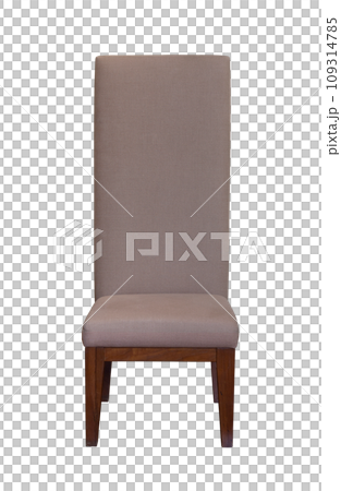 front view of wooden chair with fabric seat isolated with clipping path front view of wooden chair with fabric seat isolated with clipping path 109314785