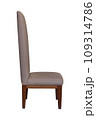 side view of wooden chair with fabric seat isolated with clipping path 109314786