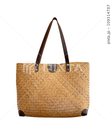 wooden woven bag or wicker bag isolated with clipping path for mockup wooden woven bag or wicker bag isolated with clipping path for mockup 109314787