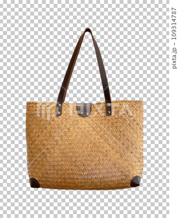 wooden woven bag or wicker bag isolated with clipping path for mockup wooden woven bag or wicker bag isolated with clipping path for mockup 109314787