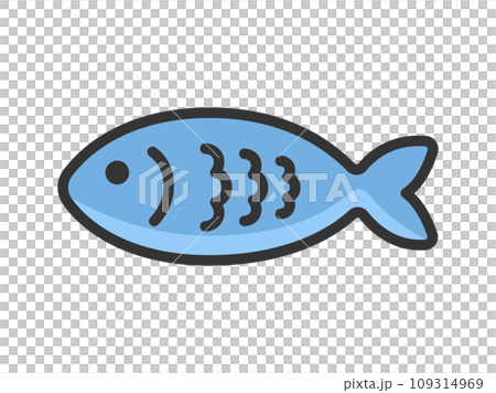 Illustration of a simple fish icon (line drawing color) 109314969