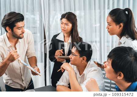 Group of diverse office worker employee working together. Prudent Group of diverse office worker employee working together. Prudent 109315472