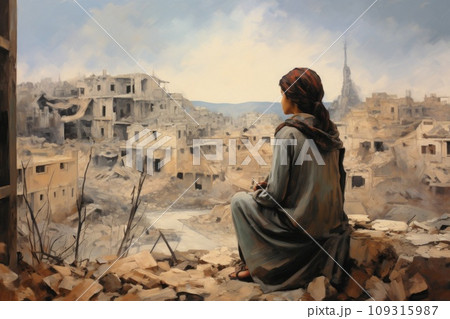 Civilian refugee affected from war and battle has no comeliness Civilian refugee affected from war and battle has no comeliness 109315987