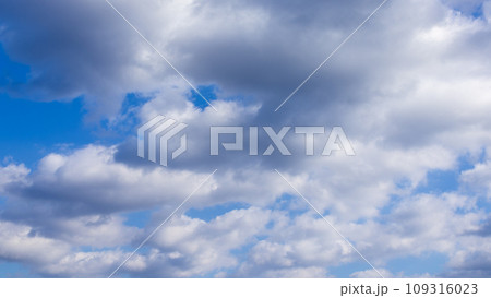 青空に流れるたくさんの白い雲 109316023