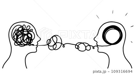 Doodle sketch style of humans head silhouette psycho therapy concept hand drawn illustration. 109316694