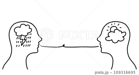 Doodle sketch style of humans head silhouette psycho therapy concept hand drawn illustration. 109316695