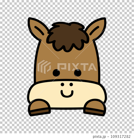 A cute horse that suddenly shows its face 109317282