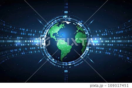 Planet Earth with global communication system and communication satellites Planet Earth with global communication system and communication satellites 109317451