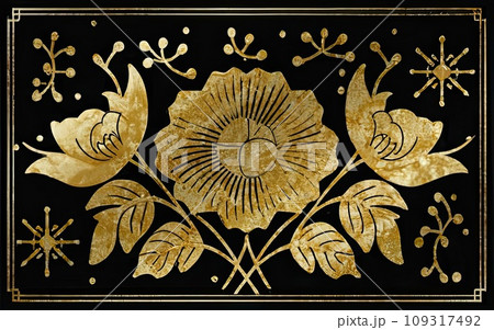 Japanese traditional gold foil floral texture background 109317492