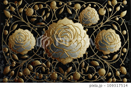 Japanese traditional gold foil floral texture background 109317514
