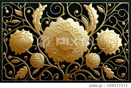 Japanese traditional gold foil floral texture background 109317515